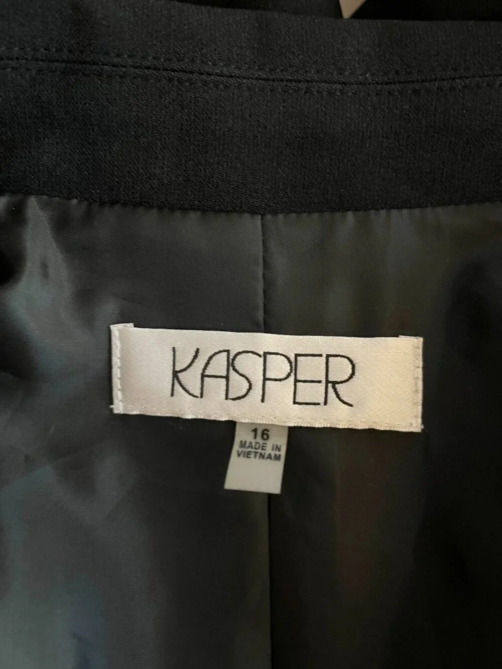 Kasper Size 16 Black Blazer Suit Jacket Button-Front Classic